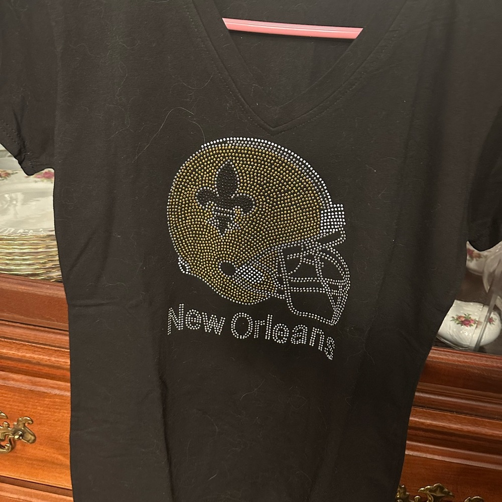 Black New Orleans Rhinestone T-Shirt